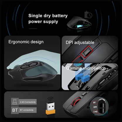 Rato Gaming E-YOOSO X-31 Pro USB Grande com Suporte Bluetooth 2.4G Sem Fios PAW3212 4800 DPI para Gamer, Computador Portátil e PC