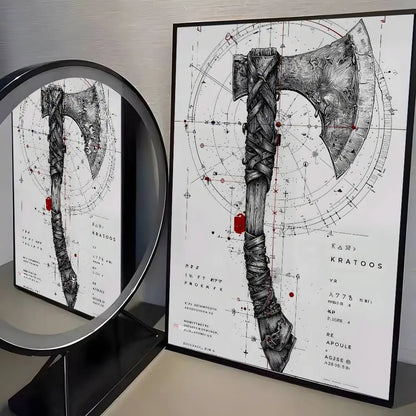 Classic pop God of War Ragnarok poster art HD canvas advanced aesthetic Printing Paper Wall Art for Living Room Home Decor