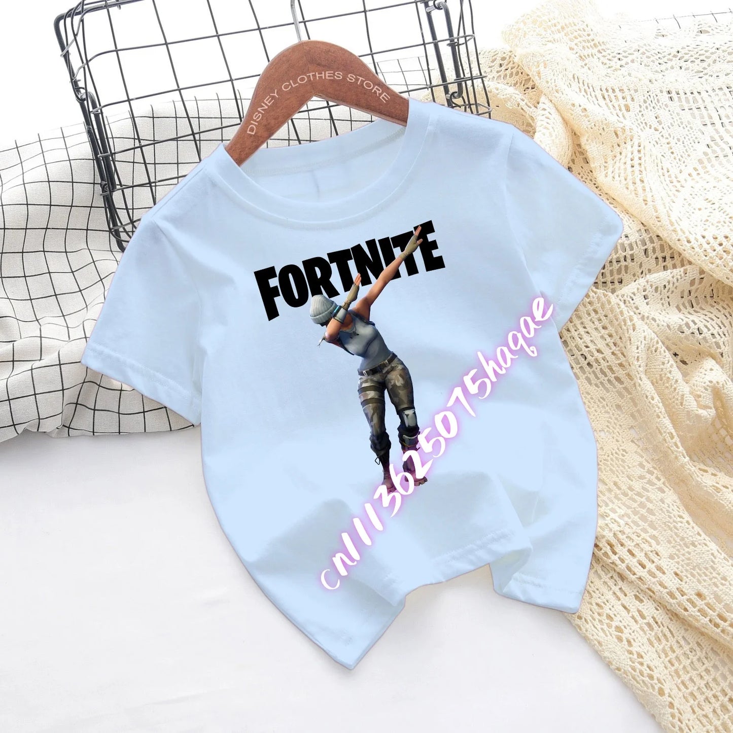T-shirts de Criança Fortnite com Estampado de Figuras Cartoon do Jogo Fortress Night, Tops de Manga Curta para Verão, Roupa para Rapazes e Raparigas