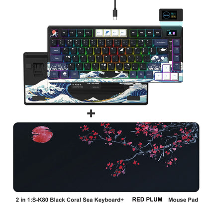 Teclado gamer Womier S-K80 con pantalla OLED a color, teclado mecánico gaming hot-swappable con montaje gasket y RGB personalizable