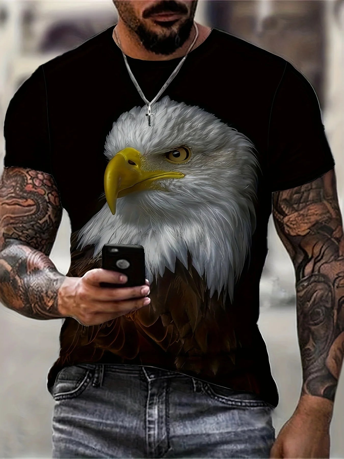 Fashion Eagle Graphic T-Shirts Luxury T-Shirt Summer Men's T-Shirts Casual Tops Short Sleeve T-Shirt 3D Printing Men’s Clothing