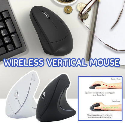 Rato gaming vertical sem fios 2.4G ergonómico 1600DPI para PC, portátil e escritório — mini rato gaming