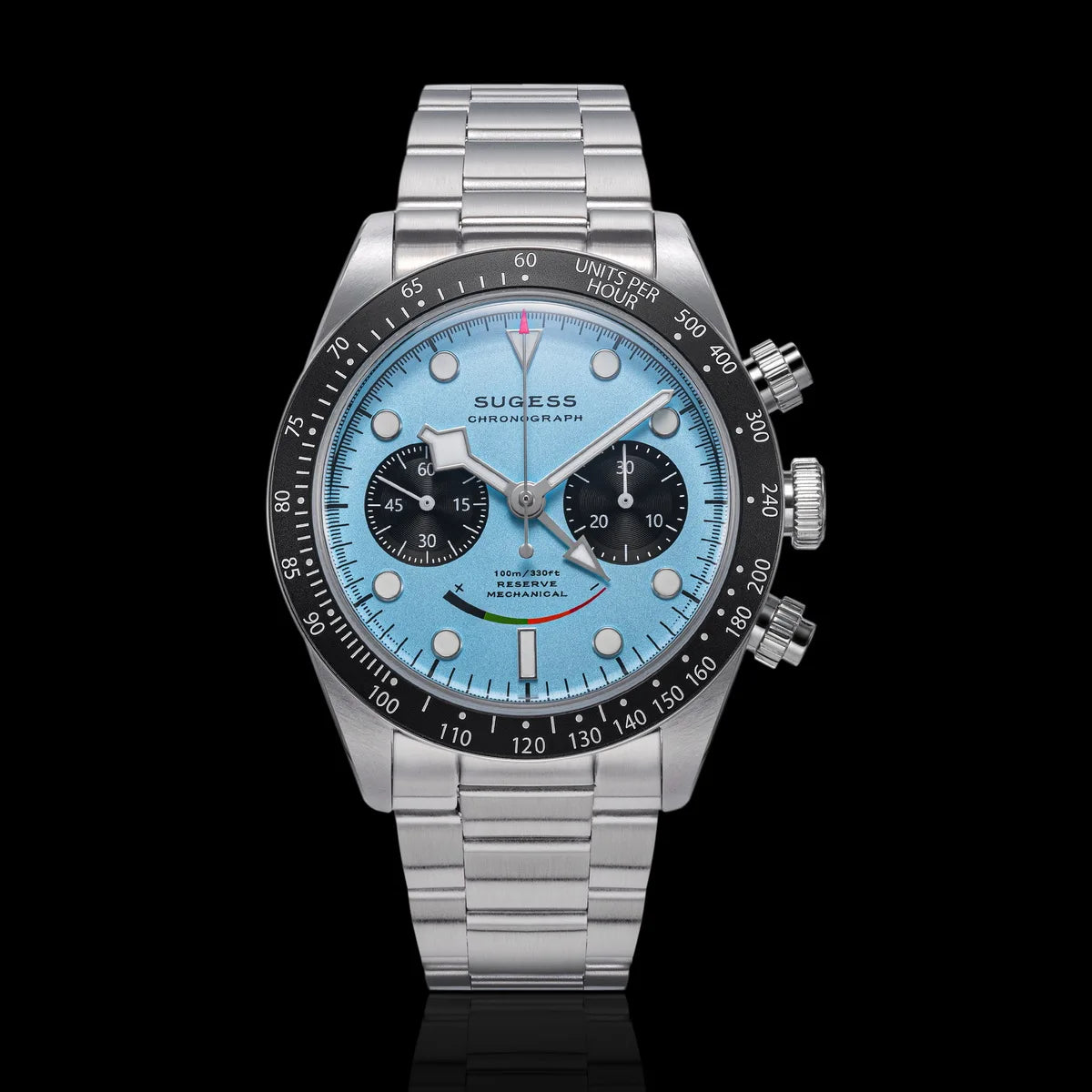 Sugess Chronograph Watch for Mens ST1907 Movement Mechanical Sapphire Crystal Wristwatches Waterproof Pilot Air Force Clock S475
