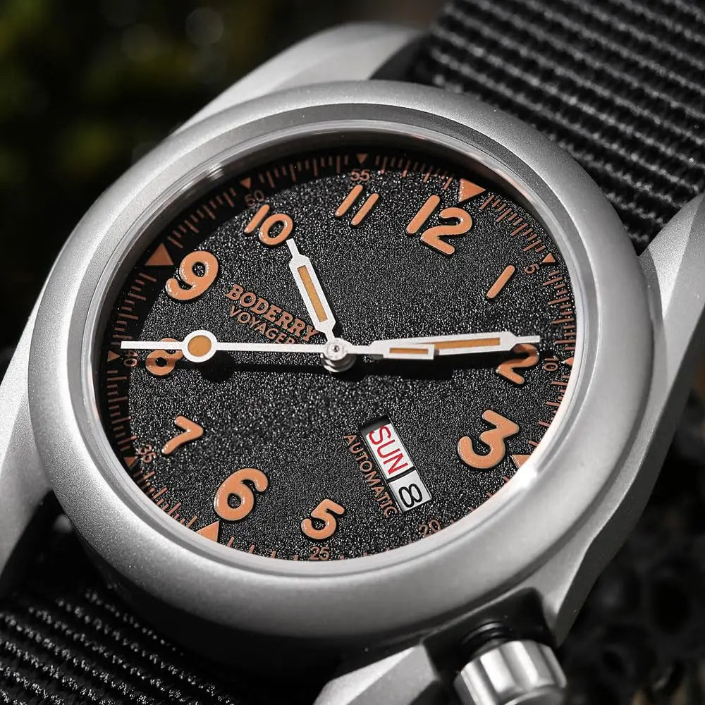 BODERRY Men Automatic Watch 40MM Titanium Pilot Sport Mechanical Wristwatch 100m Waterproof Sapphire C3 Luminous NH35