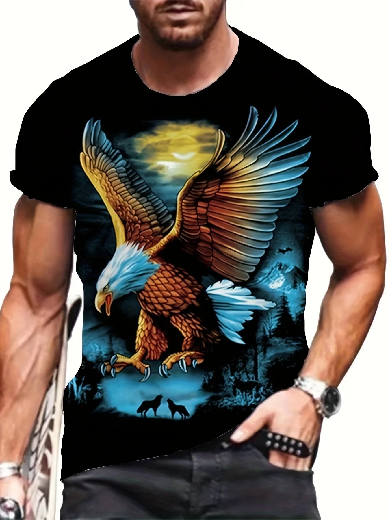 Fashion Eagle Graphic T-Shirts Luxury T-Shirt Summer Men's T-Shirts Casual Tops Short Sleeve T-Shirt 3D Printing Men’s Clothing