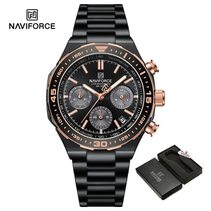 NAVIFORCE Men's Watches Quartz Fashion Business Classic Water Resistant Stainless Steel Strap WristWatch New Male Clock in 2024