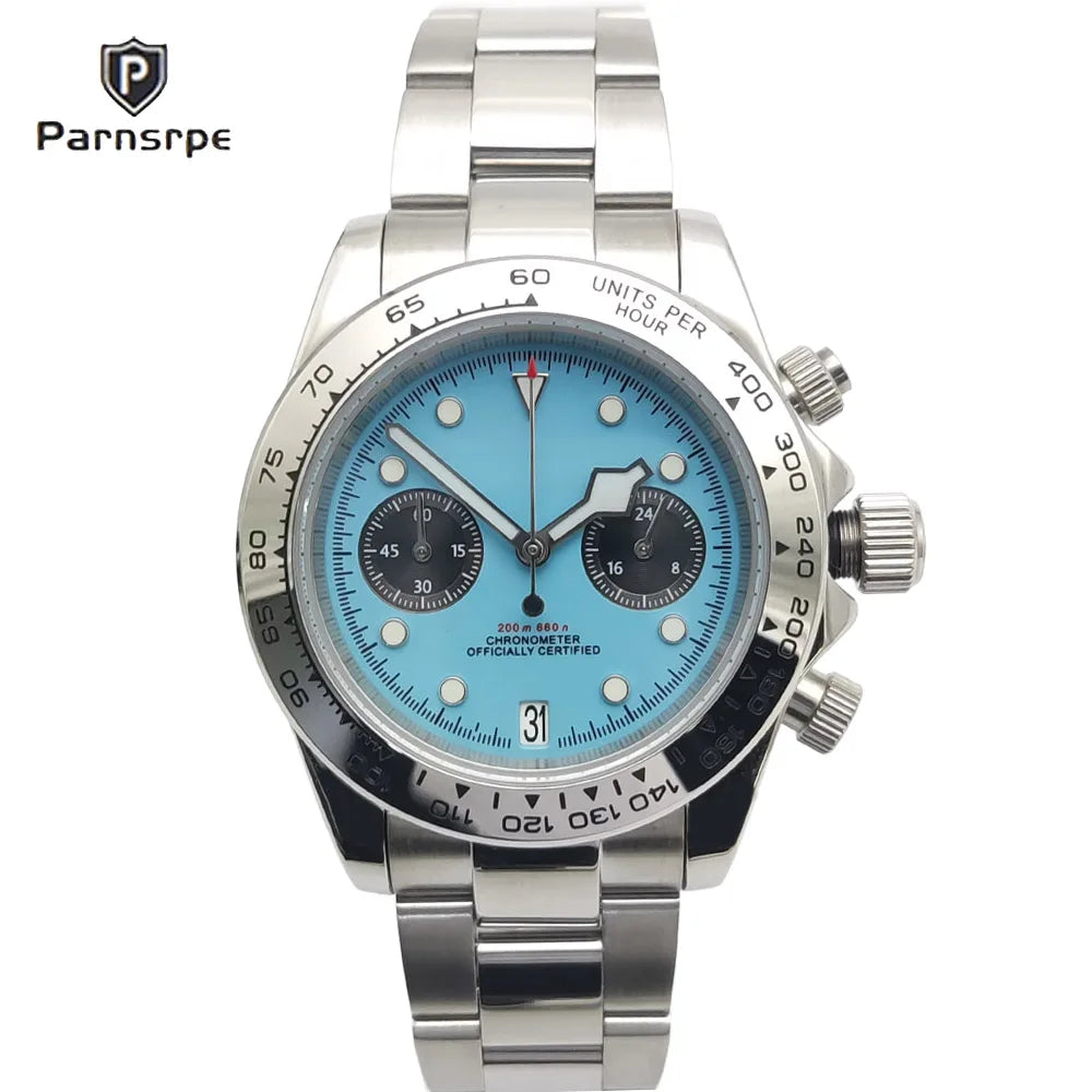 Men's watch 2025 new design vintage quartz watch 5ATM waterproof sports chronograph AR sapphire VK64 watch relogio masculino
