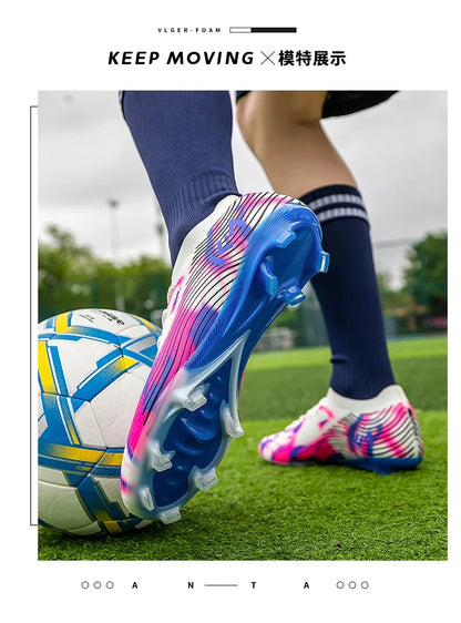 Nuevas zapatillas de fútbol para hombre, botas para césped exterior, tacos antideslizantes de alta calidad, caña alta y ligeras para niños, modelo superventas