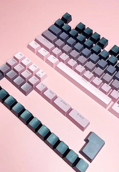 Keycap RGB gamer retroilluminati a gradiente per tastiera meccanica con switch MX, profilo OEM, PBT bianco e blu, layout ISO, tasti fai da te