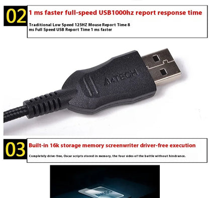 A4TECH Bloody X7-710K Wired Mouse 2000dpi Macro Programming Laptops Accessories CF/LOL/World of Warcraft E-sports Gamer Mouse