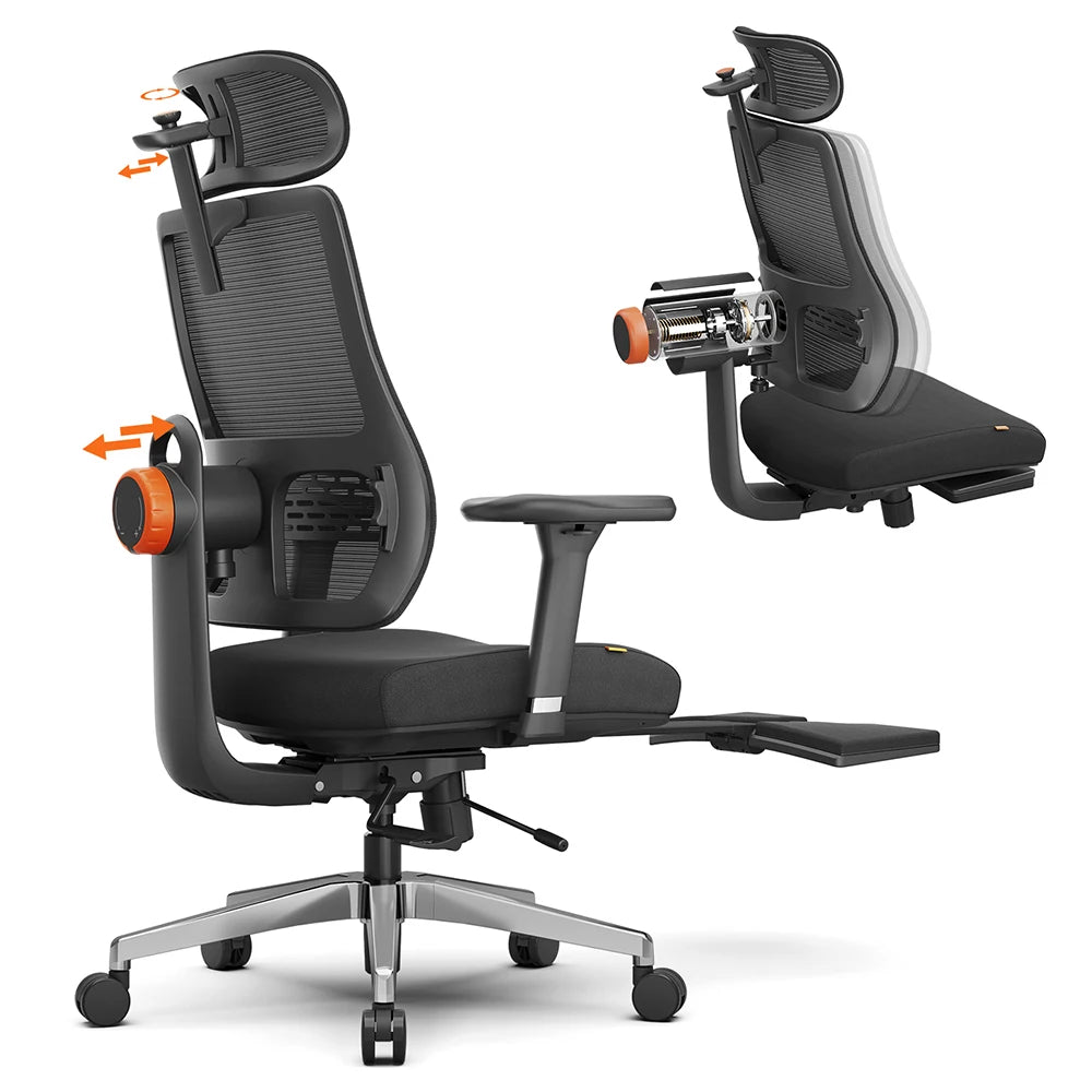 NEWTRAL MAGICH-BPRO Ergonomic Chair with Footrest, Auto-Following Backrest Headrest Office Chair, Adaptive Lower Back Support