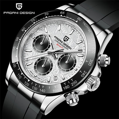 PAGANI DESIGN V2 40MM Meteorite Dial Men Quartz Watches Sapphire Retro Chronograph Waterproof Watch For Men