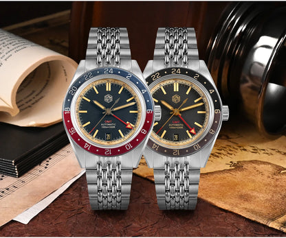 San Martin 39.5mm Limited Edition Full Lume Dial Automatic Men's Watch NH34 GMT 6H Date 10Bar Luxury Watch SN0116W
