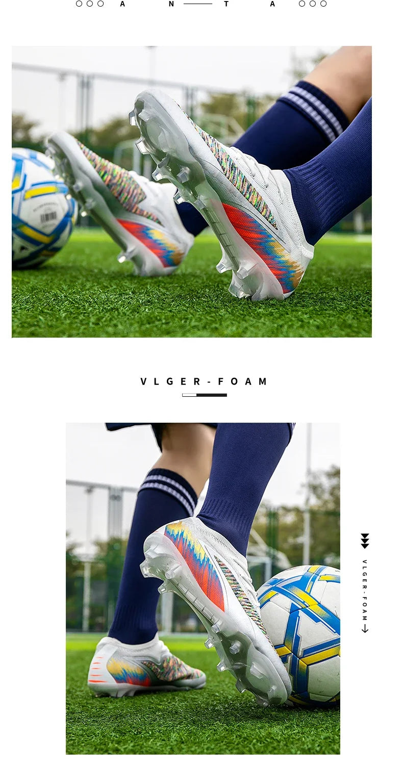 New Men Football Boots Shoes FG Soccer Shoes Non-Slip Cleats Ultralight Soccer Match Long Spikes Outdoor Training Drop Shipping