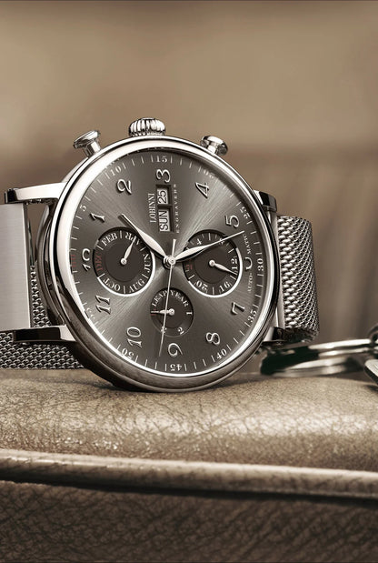 Reloj de lujo suizo LOBINNI para hombre, mecánico automático con calendario perpetuo, cristal de zafiro y multifunción L13019-8