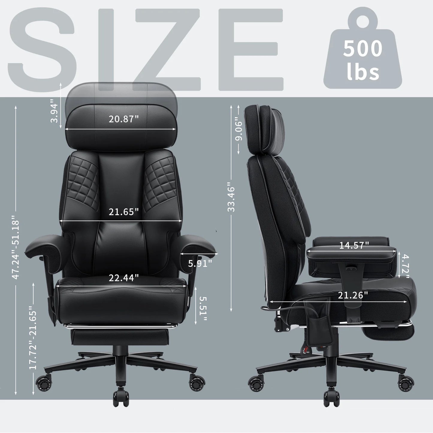 Executive Office Chair with Foot Rest and Waist Lumber Support, Ergonomic Gaming Chair with Adjustable Height Headrest for Home