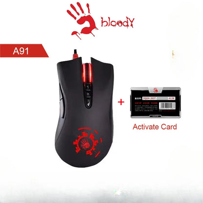 Mouse gaming cablato A4Tech Bloody A91 con macro istantanea a un clic, Macro Drive Io1.1, motore ottico e 8 macro programmabili