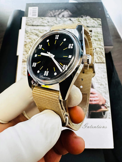 PHANTOM Mens 7120 Hand-Wind Mechanical Watch 36mm Retro Business Timepiece Classic Simple Couple Watch