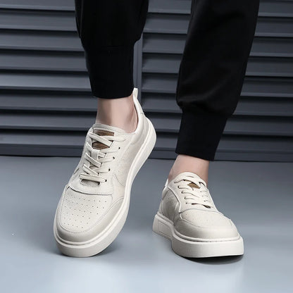 Sapatilhas DIMANYU para homem em pele genuína, novas para o verão de 2026, sapatos casuais para homem com plataforma, atacadores, estilo simples e moderno, respiráveis
