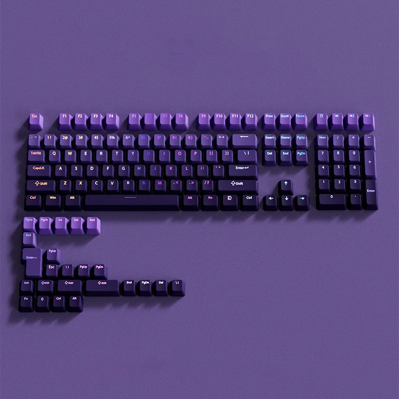 Keycap RGB gamer retroilluminati a gradiente per tastiera meccanica con switch MX, profilo OEM, PBT bianco e blu, layout ISO, tasti fai da te