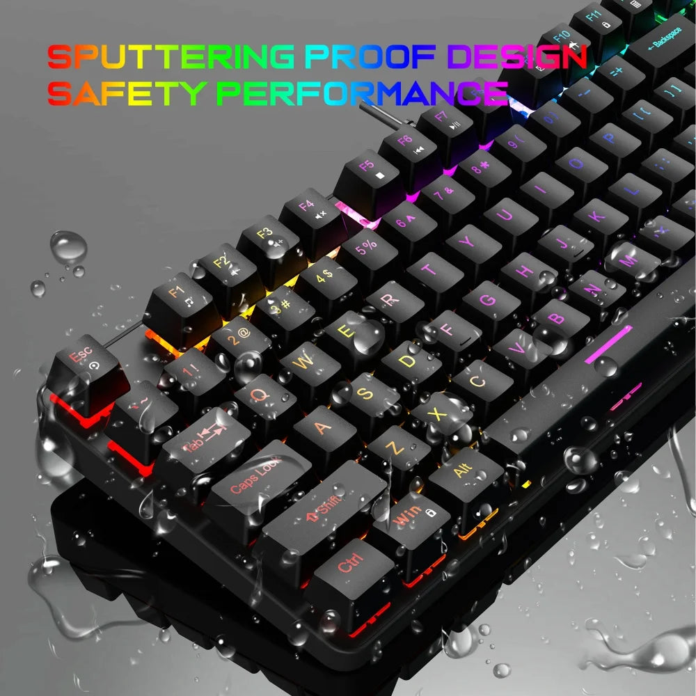 New Computer Keyboard Waterproof Portable Gaming Keyboard Backlit Ergonomics Colorful Keyboard Computer Accessories 87 Keys Usb