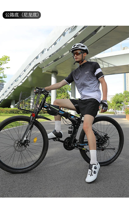 Scarpe da ciclismo ultraleggere, traspiranti e leggere, suole rigide compatibili SPD per allenamento e competizioni su bici da strada e mountain bike