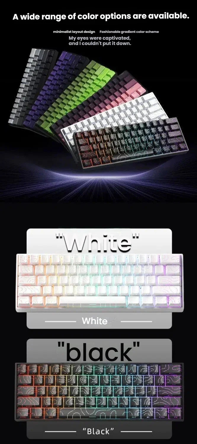 Tastiera meccanica portatile cablata K61, Phantom RGB colorata, risposta di livello gaming, design ergonomico, adatta al gaming e all’ufficio