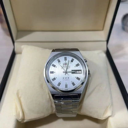 Unisex Orient Mechanical Watch Steel Strap Folding Clasp Full Function World Time Watch Series 35MM