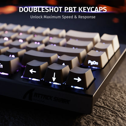 ATTACK SHARK X68 HE Rapid Trigger 8KHz Magnetic Keyboard, 0.01mm RT Accuracy, 60% Layout, RGB, Support RT/Snap Tap/DKS/MT/TGL