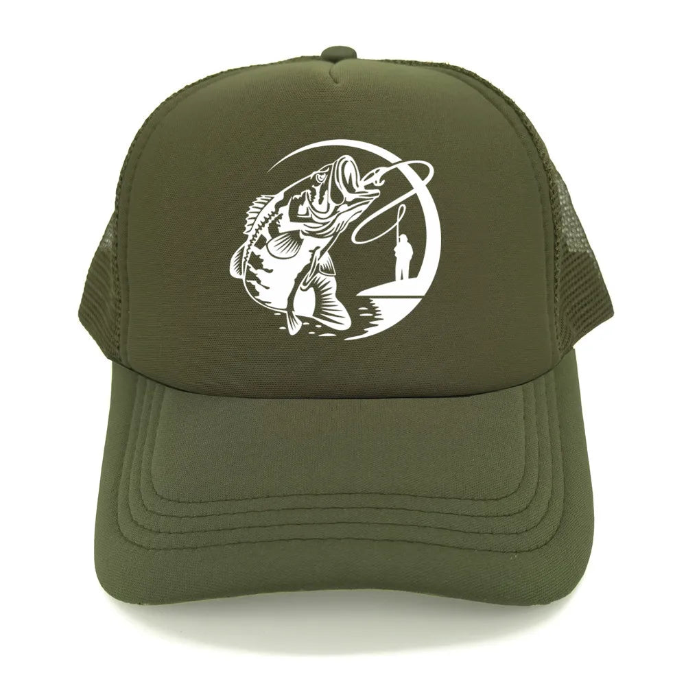 Fishing Skeleton Trucker Cap Summer Men Cool Fisherman Fishing Hat Baseball Cap Unisex Outdoor Mesh Net Caps MZ-238