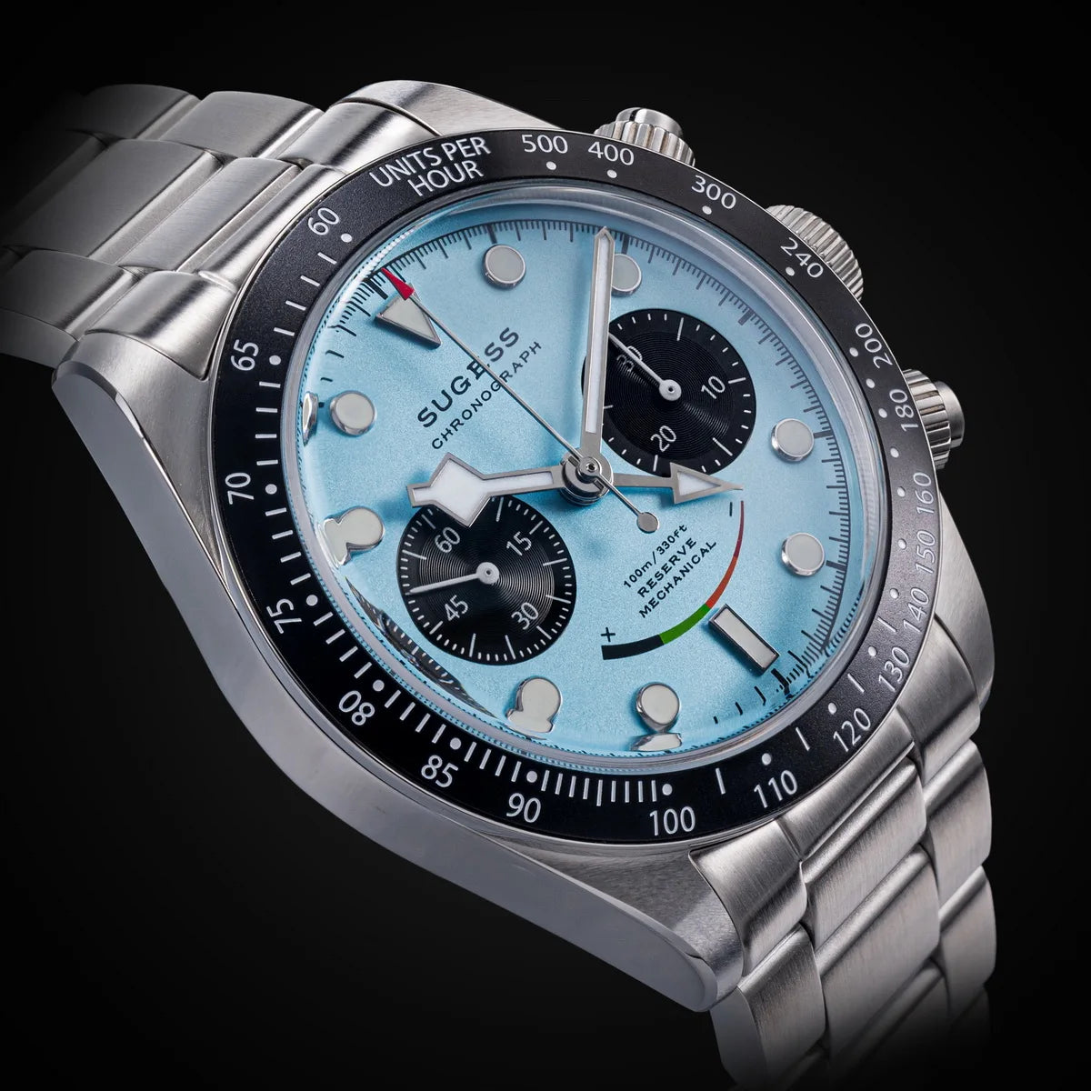 Sugess Chronograph Watch for Mens ST1907 Movement Mechanical Sapphire Crystal Wristwatches Waterproof Pilot Air Force Clock S475