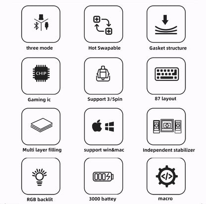 ZUOYA GMK87L KIT tastiera meccanica con struttura gasket, programmabile VIA/QMK, hot-swap, wireless trimodale, RGB