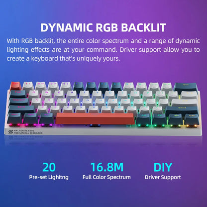 K500-B61 Machenike Mini Mechanical Keyboard 60% Form Factor 61Keys Gaming Keyboard Wired Full Key Hot-Swappable RGB Backlit