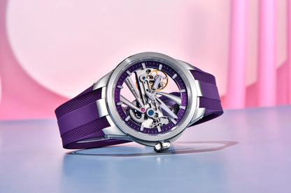 Ceas pentru bărbați PAGANI DESIGN – Model mecanic automat de lux, de tip „schelet” (cu mecanism expus), dotat cu un tourbillon, sticlă de safir cu tratament antireflex, rezistent la apă și luminescent.