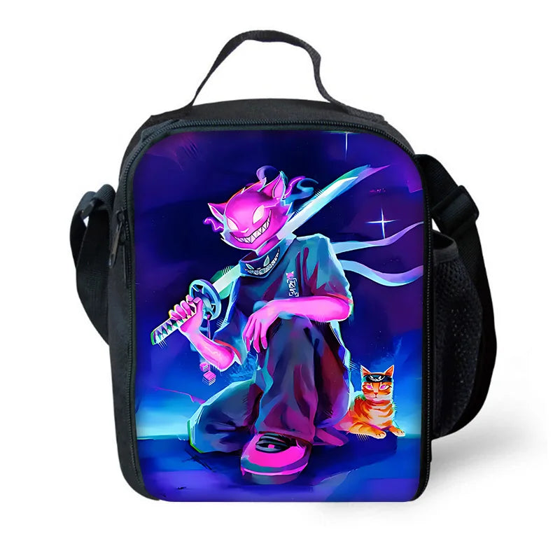 Mochilas Infantis com Design de Jogo Popular, Saco de Almoço e Estojo, Mochilas Escolares de Grande Capacidade para Alunos, Rapaz e Rapariga, Melhor Presente F-FortniteS