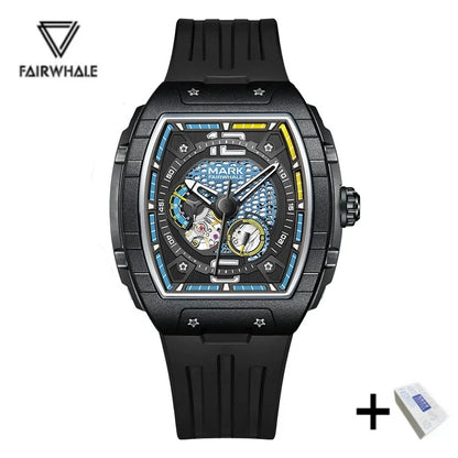 Mark Fairwhale 6002 Automatic Movement Tonneau Dial Luminous Waterproof Fashion Mechanical Watches for Men Relogios Masculino