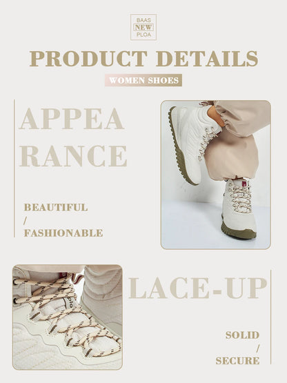 Baasploa Winter Women’s Sneakers Plush Warm Snow Boots Non-Slip Waterproof Shoes Women’s Outdoor Boots Walking Shoes