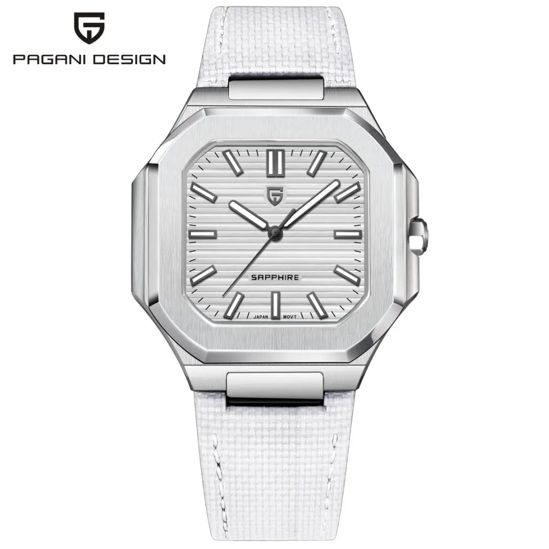 PAGANI DESIGN New V2 Orologio da uomo quadrato al quarzo, marchio di lusso premium, sportivo, impermeabile, in zaffiro e acciaio inossidabile