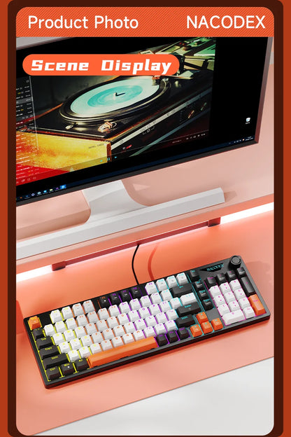 AJAZZ NK98 Wired Mechanical Keyboard: Full-Key Hot-Swap, 98-Key Layout for Precise Performance; Wired, Stable Control, Multi-System Compatibility; Windows Vista/XP/7/8/10/17, Mac: Wired connection for stable control and low latency