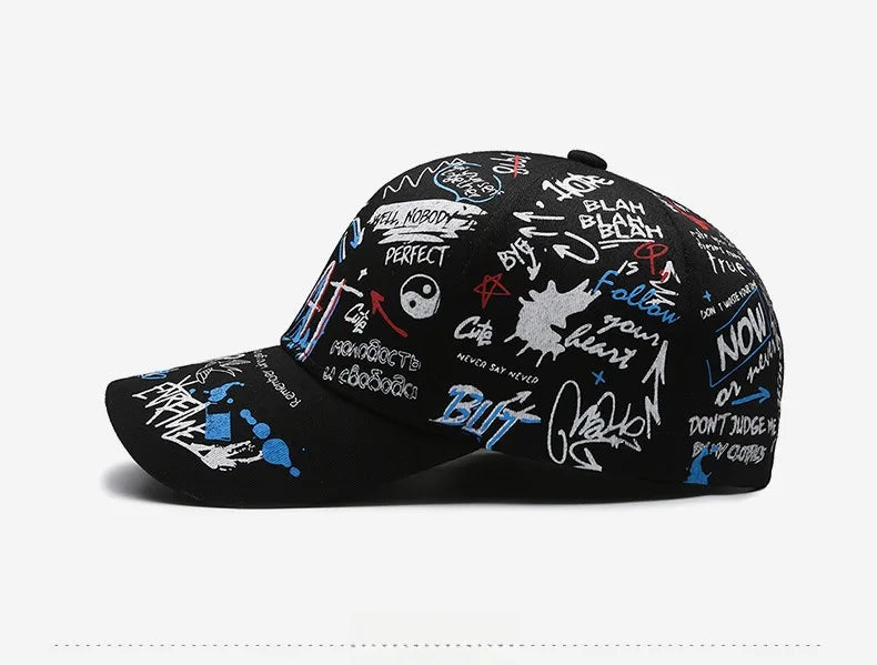 New Fashion Women Men Graffiti Cotton Baseball Cap Unisex Printed Snapback Hat Hip Hop Trendy Outdoor Cap Hat for Men Women