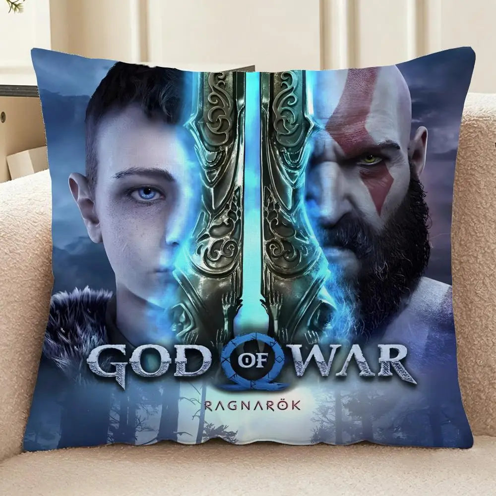 God of War Ragnarok Cushion Cover Washable Linen-Look for Daily Sofa Home Household Room Decor