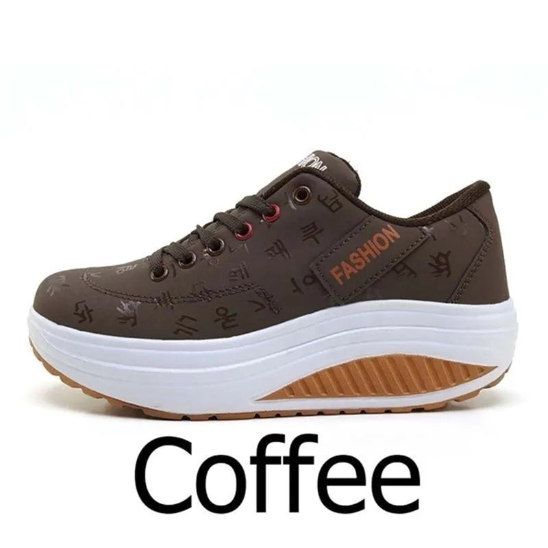 Zapatillas casuales de mujer para exterior con suela gruesa, plataforma de moda, talla grande 42, suela plana, para caminar, deporte, caminatas y running