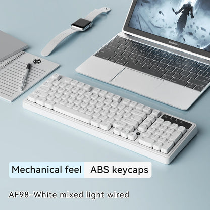 AJAZZ AF98 Wired/Wireless Keyboard Mechanical Feel Office Long Battery Life Three-Mode RGB Mixed Light ABS Keycaps Ergonomics