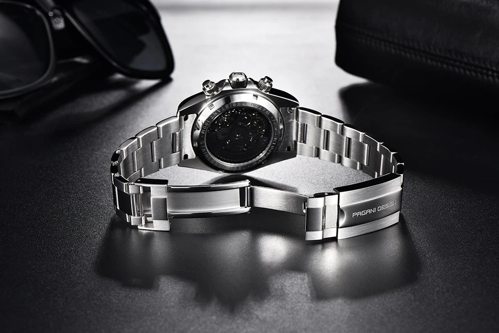 PAGANI DESIGN Orologio meccanico automatico da uomo in acciaio inossidabile, impermeabile 10Bar, sportivo, di lusso casual per uomo