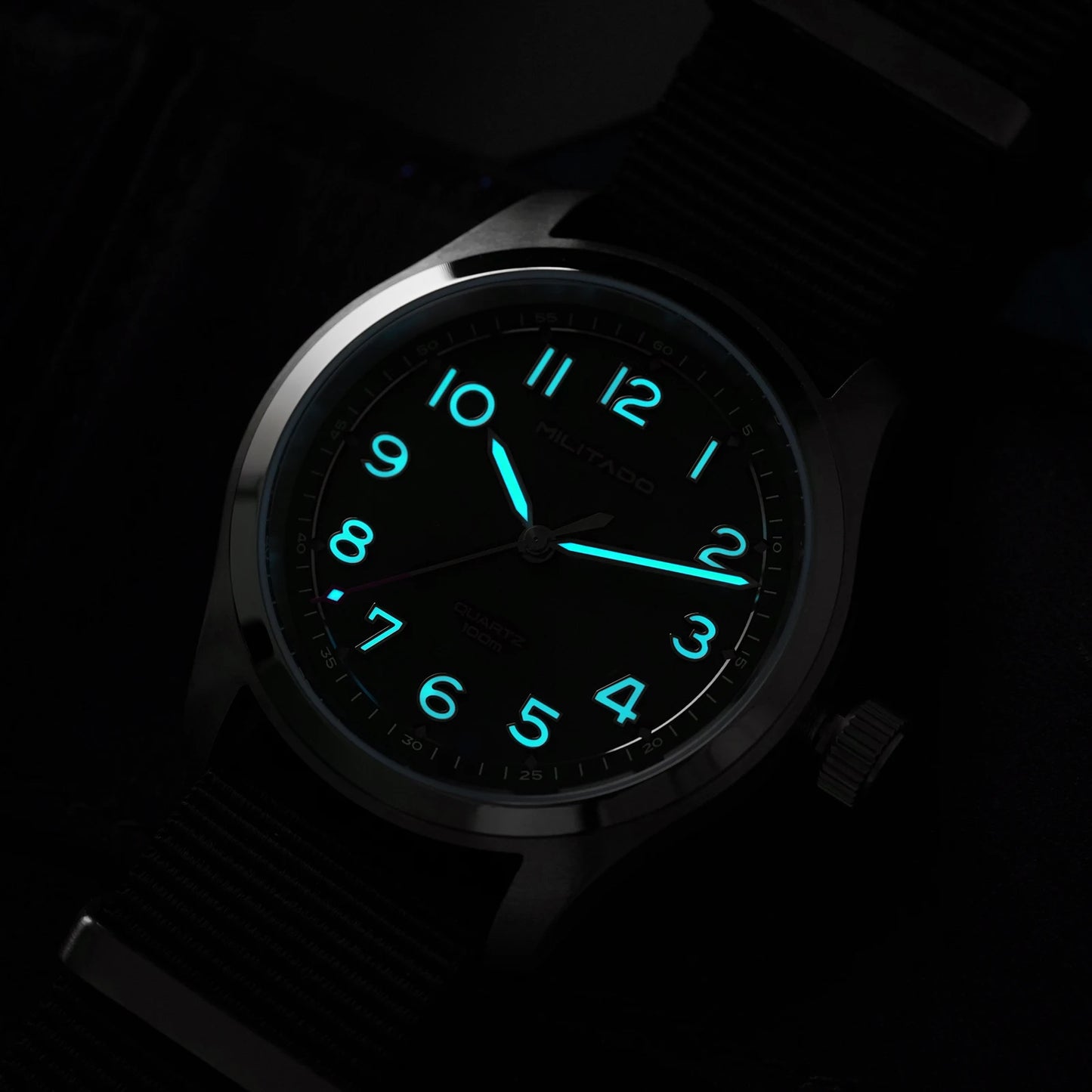 Militado ML08 Quartz Watch  VH31 Movement Steel Strip Sapphire Crystal Vintage Watch 10Bar Waterproof BGW9 Luminous Mens Watch