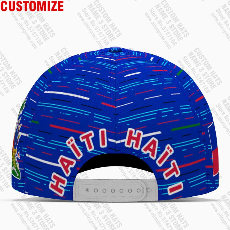 Haiti Free Custom College Name Number Team Logo Hat Hti Country Travel French Nation Haitian Republic Flag Baseball Cap