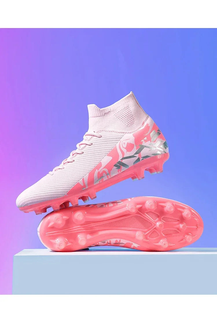 Chaussures de football roses tendance, chaussures de football professionnelles légères pour hommes, chaussures de football antidérapantes, crampons de football originaux, baskets
