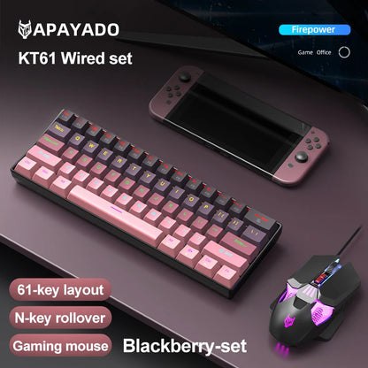 Teclado Mecânico Mini APAYADO K61, Com Fios, 61 Teclas, Phantom RGB, Switch Mecânico Vermelho/Azul Preto/Branco para Gaming, 60% Portátil