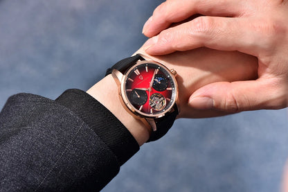 PAGANI DESIGN – Mekanisk lyxklocka för män, 41 mm, safirglas, läderarmband, vattentät, pilotstil, med tourbillon och månfas