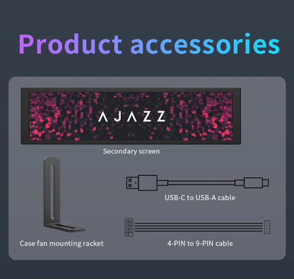 Ajazz AKP02 Aluminum Alloy 9.2-Inch DIY Universal Secondary Screen with Various Customizable Designs Suitable for Windows 7